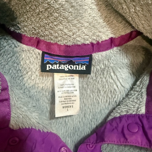 Women’s Patagonia Grey/Purple Fleece Pullover - Size L - Picture 7 of 7